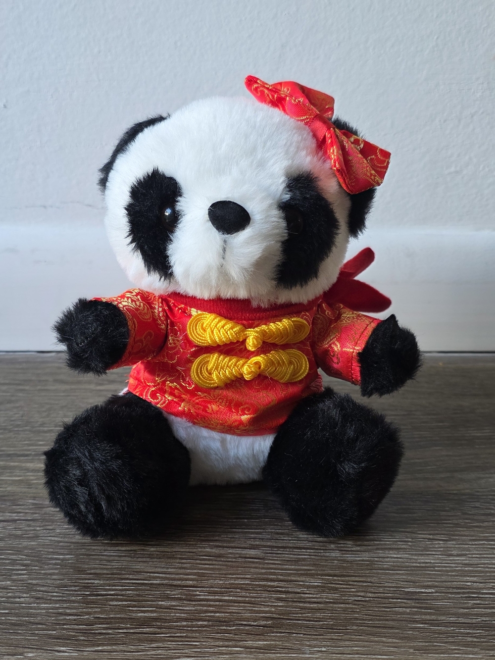 Plush Panda Stuffed Animal in Red Outfit - Kids Toy 8inch